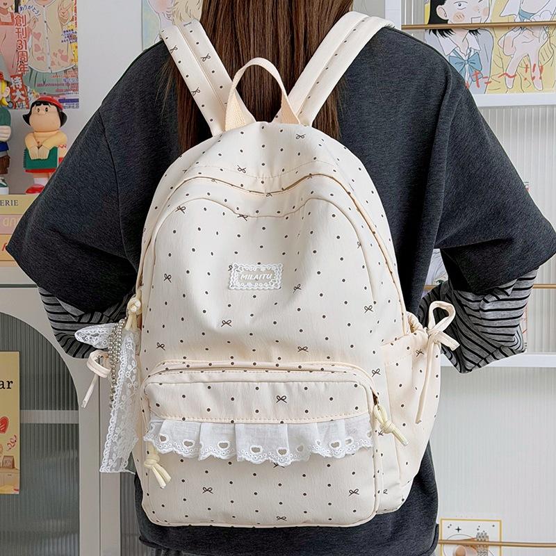 Mochila japonesa linda chica encaje lazo mochila alto valor estudiante campus mochila escolar niñas viaje mochila pequeña
