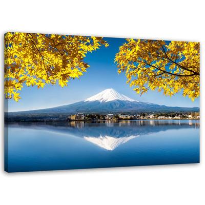 Leinwandbild JAPANISCHER FUJI Berggelbe Blätter