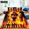 Black Blue Flame Skull Duvet Cover Set Full Size 3D Skeleton Bones Bedding Set Gothic Comforter Cover Horror Skull Quilt Cover