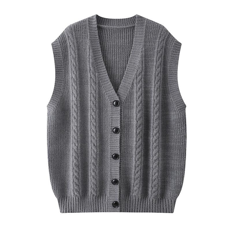 2025 Autumn Men Knitted Vest V-Neck Sleeveless Cardigan Sweater Business Casual Waistcoat Male Jumpers Stretch Sweater Vests