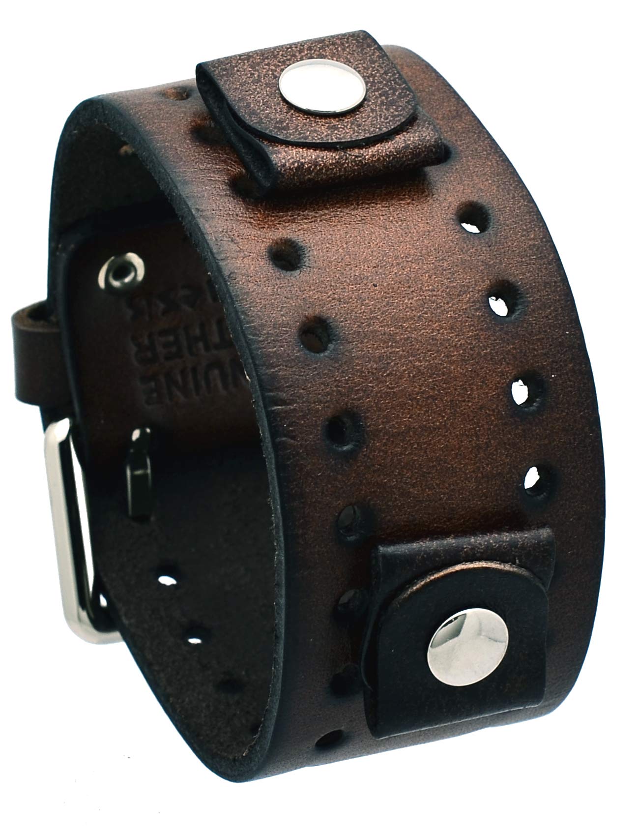 

Nemesis BN-BB Dark Brown Wide Leather Cuff Wristwatch Band