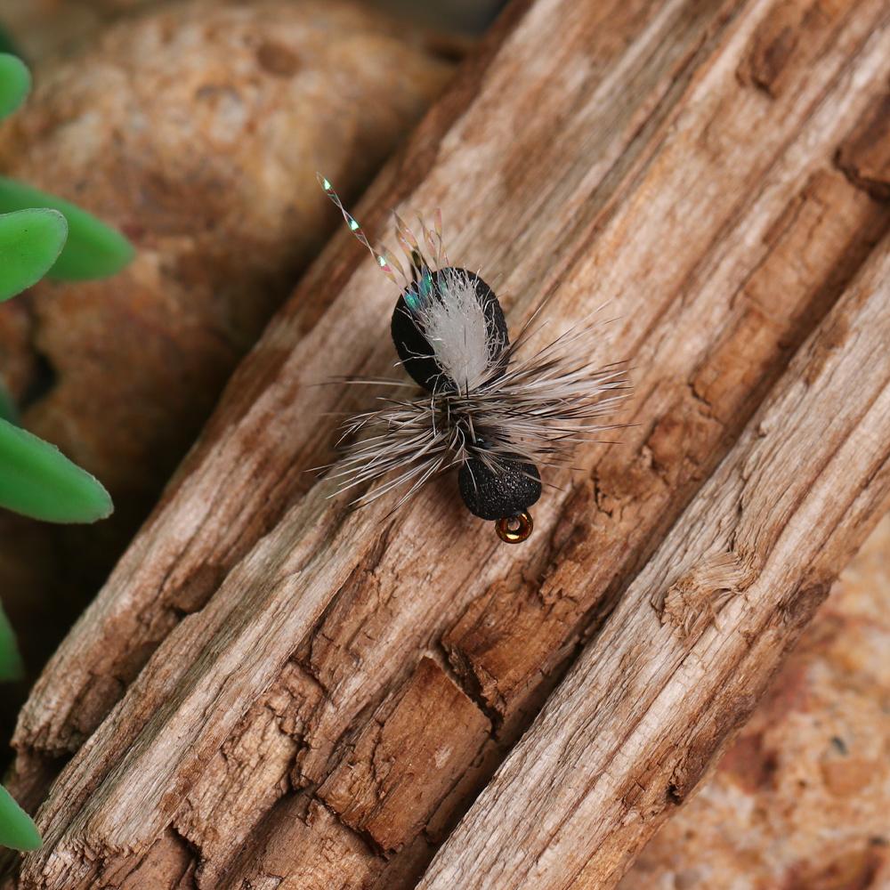 6pcs/Box Fly Fishing Flies Dry Fly Black Foam Ant for Riverine Trout, Panfish, Bass, Grayling, and Carp Fishing Lures