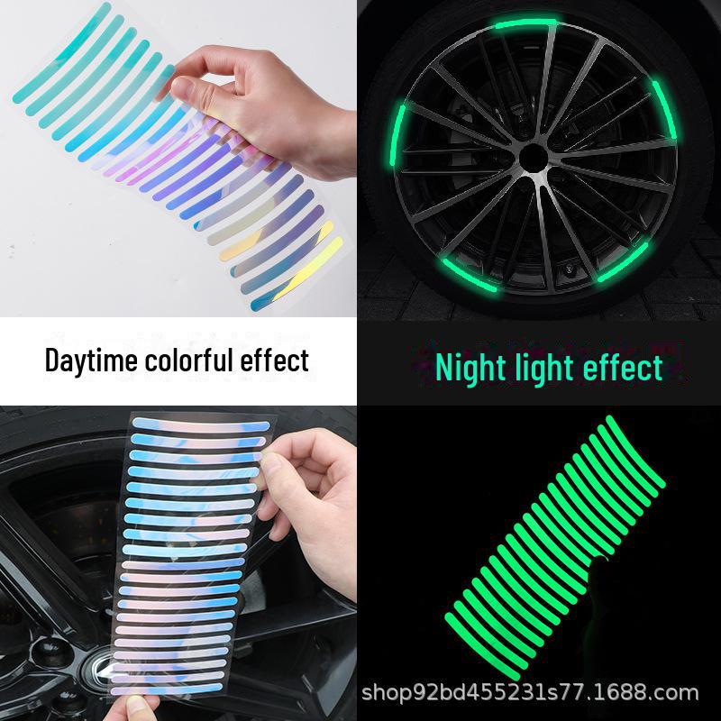 Creative Colorful Laser Wheel Stickers - Anti-Collision Tire Decals for Cars, Motorcycles, and Electric Vehicles