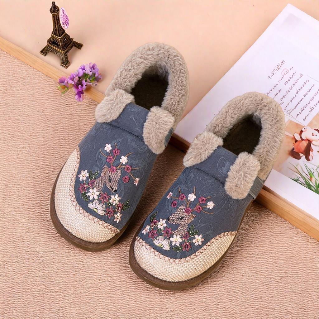 Schafwolle Winter Baumwollschuhe gestapelt und verdickt warm Mutter Schuhe dicke Sohle bestickte Schuhe