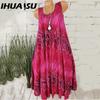 IHUASU Women Summer Sleeveless Floral Print Round Neck Dress