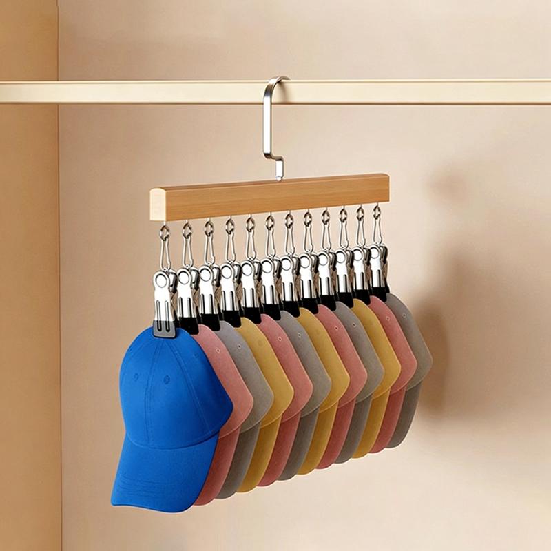 Wood Multi-Function 12 Clips Underwear Clip Wardrobe Clothes Hanger