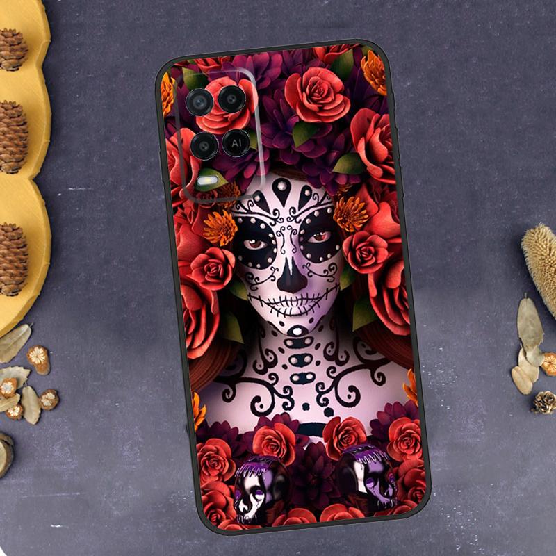 Mexican Skull Girl Tattooed Art Phone Case For Oppo A79 A18 A38 A58 A78 A98 A17 A40 A60 A80 A16 A76 A96 A15 A74 A94 A54 A77