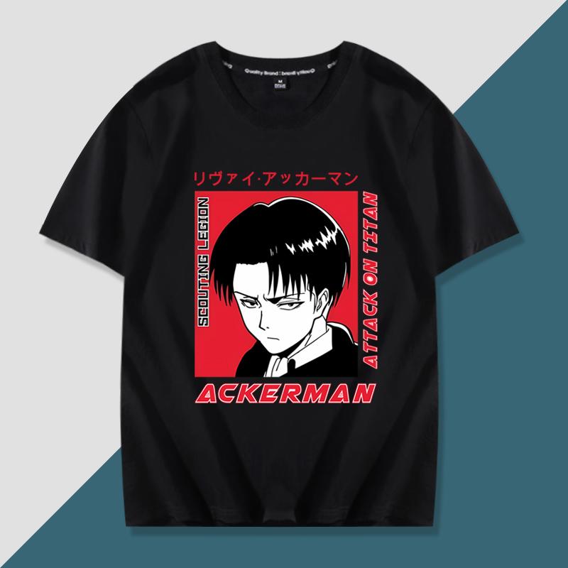 

Japanese anime Attack on Titan handsome printed summer 100% cotton T-shirt fashion casual men s streetwear S