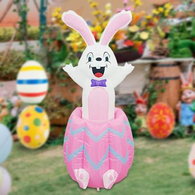 Easter Inflatable Decor Large with LED Lights Ornament Blow Up Outdoor Decoration for Yard