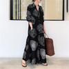 Printed Abayas Kaftans for Women Girls Elegant Dubai Moroccan Kaftan Dresses Abayas Fashion Long Sleeve Muslims Dresses