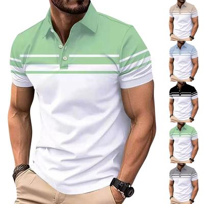 Men's Casual Short Sleeve Polo Shirt Lightweight Breathable Fabric Classic Fit Button Collar Sport Style