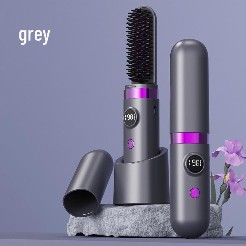 Portable Wireless USB Straightening & Curling Comb with Negative Ions - Hair-Friendly Dual-Use Mini Hair Care Tool