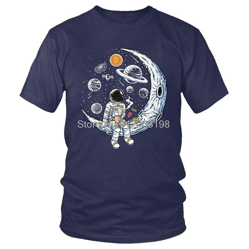 Crypto Bitcoin Btc To The Moon T Shirt Unisex Cotton TShirt Streetwear Tshirt Short Sleeve Astronaut Cryptocurrency Tees Tops