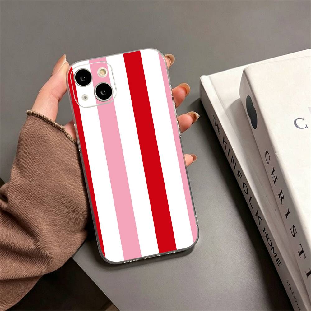 Burgundy White Stripe pattern Phone Case For iPhone17,16,15,14,13,12,11 Plus,Pro Max Soft Transparent Cover iPhone14ProMax