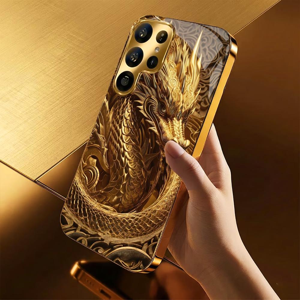 Noble Dragon Dragon race PhoneCase Electroplating Glass PhoneCase for Samsung Galaxy S26 S25 S24 S23 S22 S21 FE,Ultra,Plus