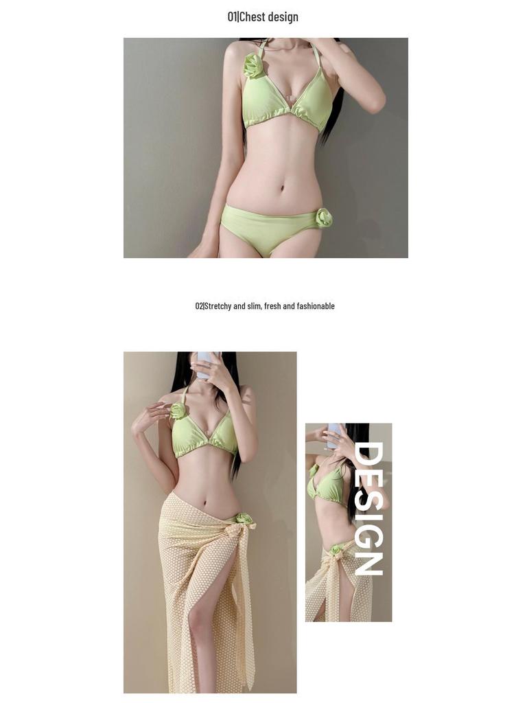 Women's Three-Piece Bikini with Long Skirt – Perfect for Beach and Island Vacations, Sexy and Stylish for Spring and Summer