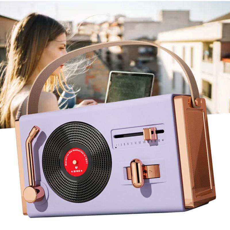 Tragbarer Retro-Bluetooth-Lautsprecher 3W ABS Lila für Wohnzimmer & Büro