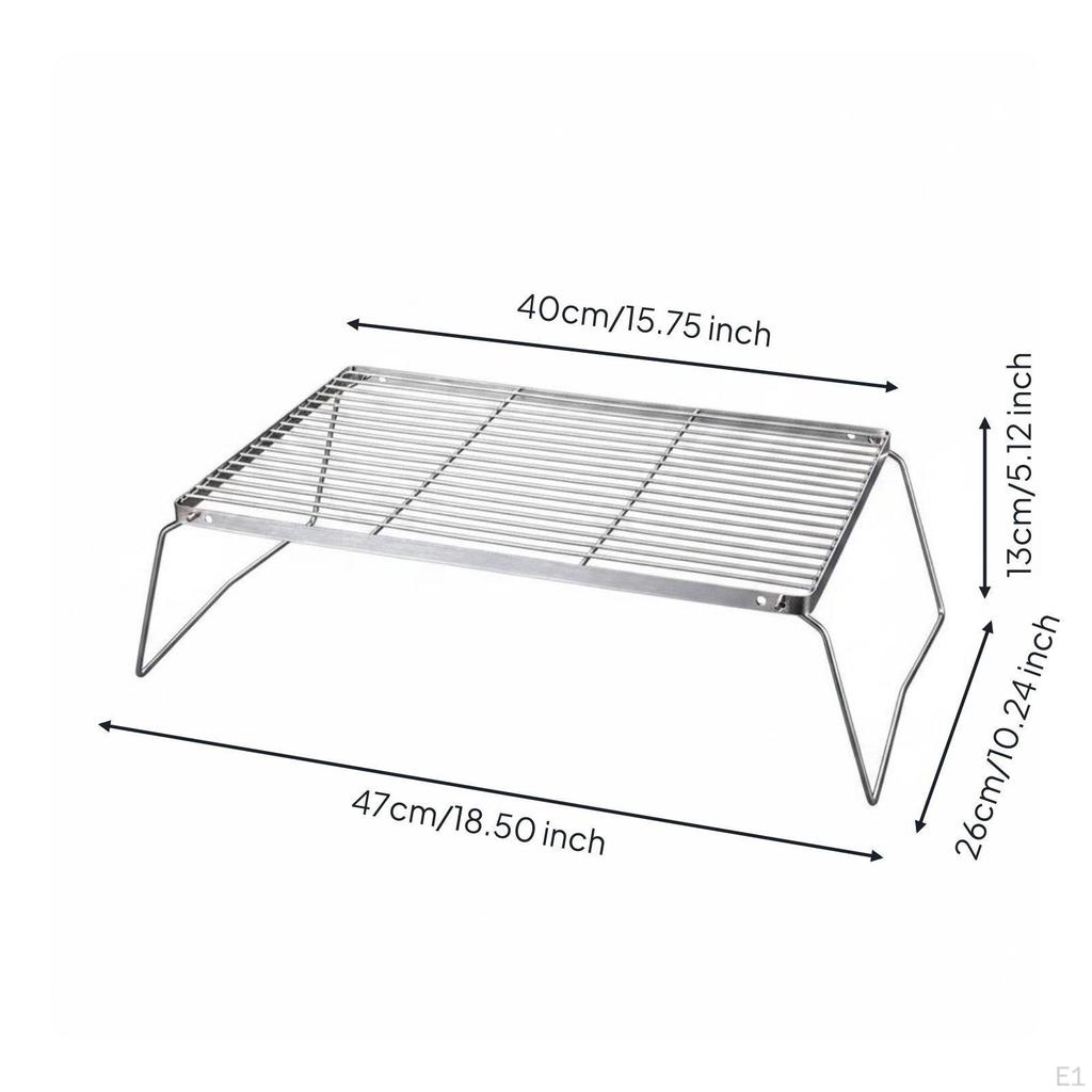 Folding Grill Grate Versatile Stainless Steel Rack Foldable Portable Barbecue Stand for