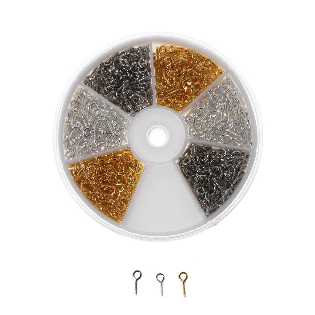 600Pcs/set Small Eye Pin Pendants Screw Eye Pins Jewelry Making 4x10mm 3 Colors