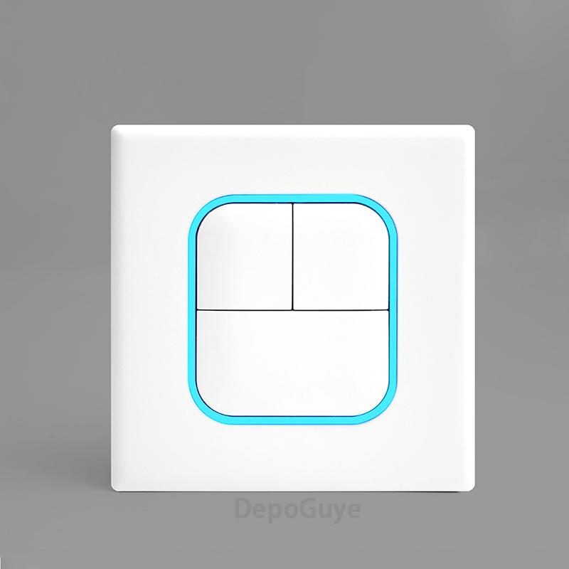 White 1 2 3 4 Gang Button Light Switch Panel Blue LED Indicator,UK Standard Wall Socket Universal Dual 3Pin USB C Power Outlet