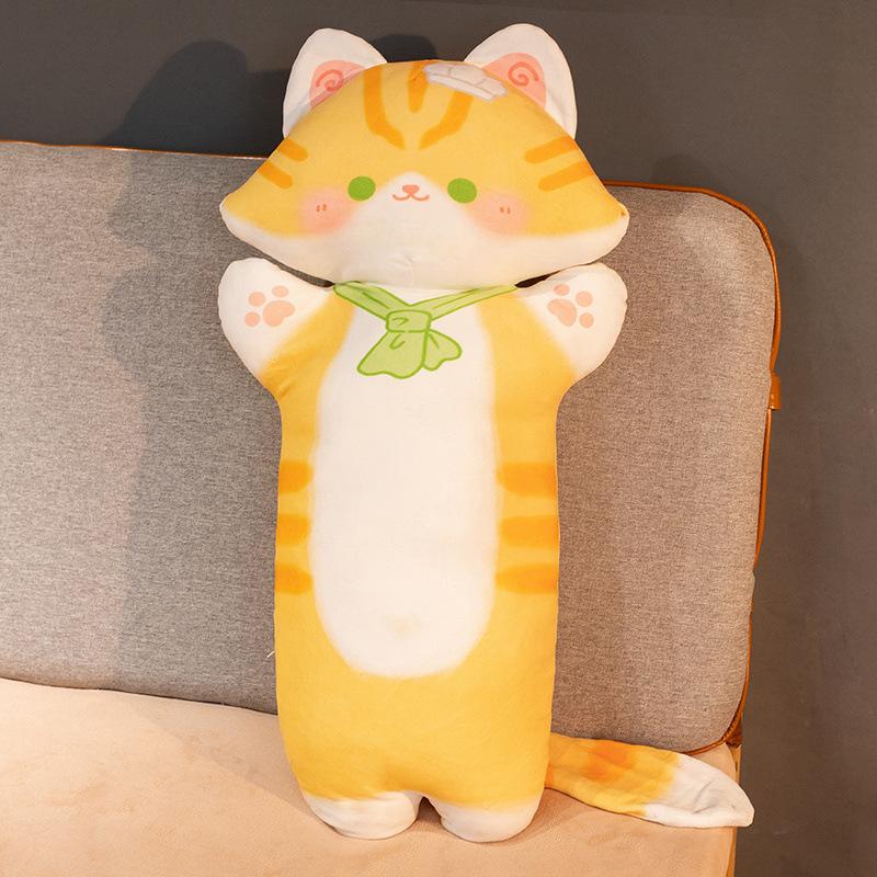 Cute Cat Long Throw Pillow Plush Toy Doll Cat Doll Home Sofa Pillow Rag Doll