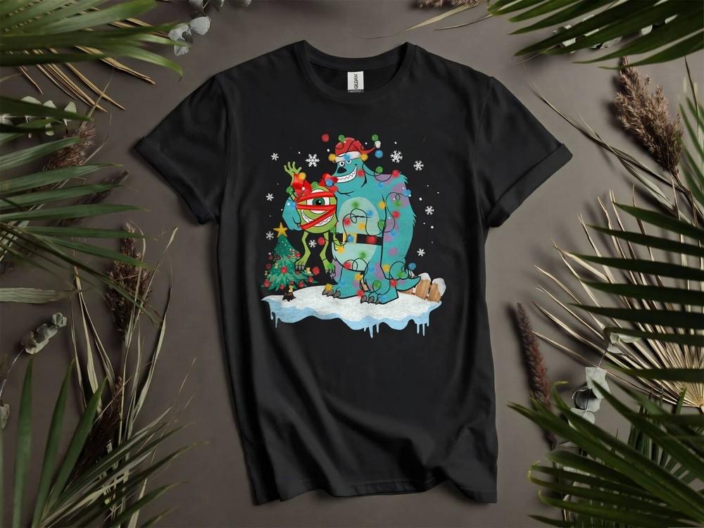Monsters Inc Mike Present And Santa T-shirt T Shirt Men Women Unisex Tshirt K571