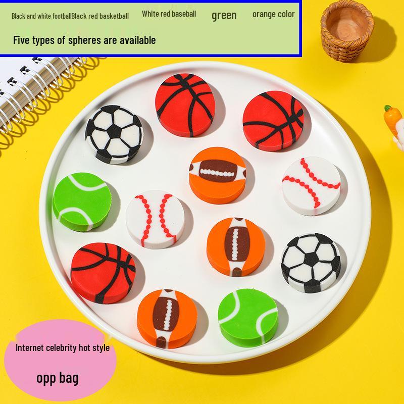 Creative Cartoon Sports Erasers: Football & Basketball Styles for Kids' Stationery