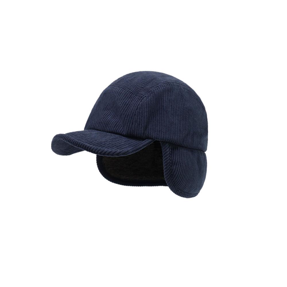Custom Logo Corduroy Baseball Caps For Men Women Winter Warm Thicken Artificial Lamb Earflap Snapback Hats Windproof Bomber Hats
