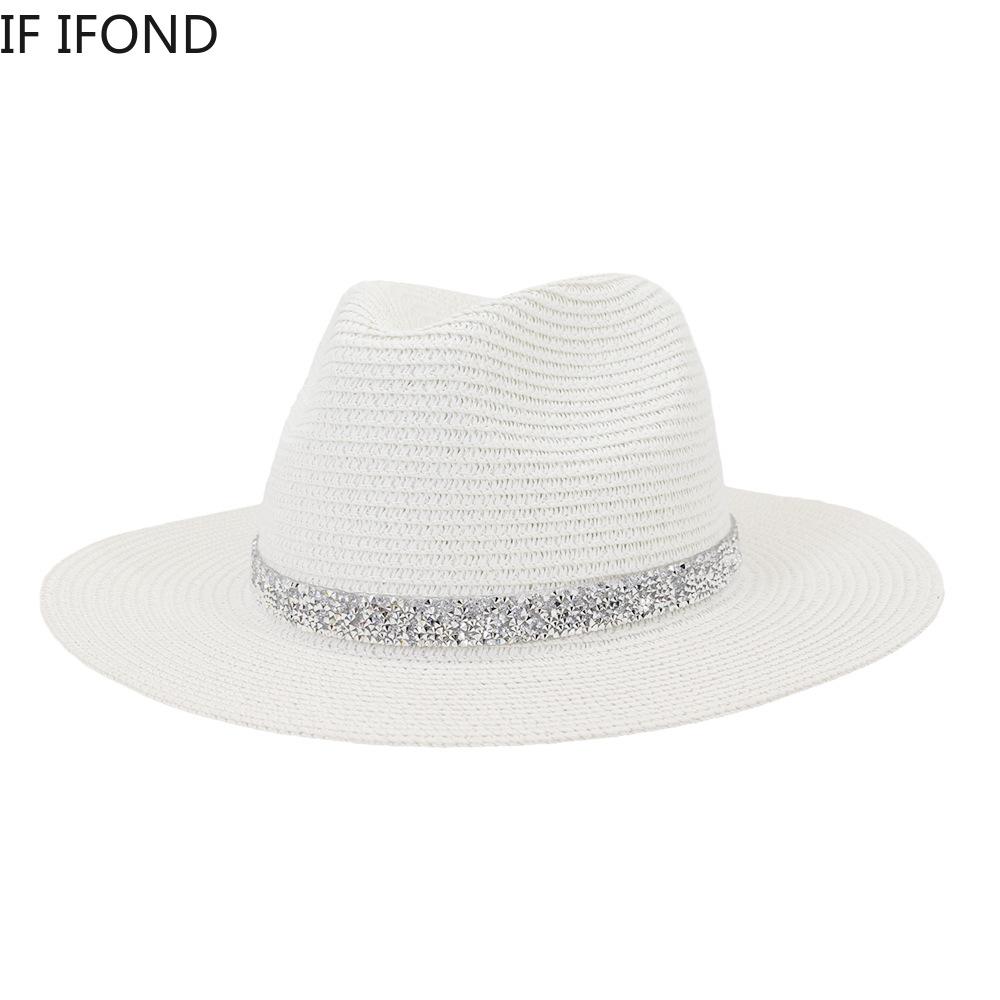 White Women Sun Hat Summer Wide Brim StrawTravel Beach Hats Big Size 60CM New Jazz Trilby Cap Chapeu Feminino Praia