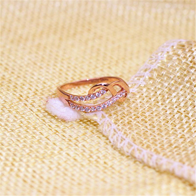 Purple Gold Zircon Ring Plated With Rose Gold, Exquisite Classic Colored Gold Ring Adjustable For Women