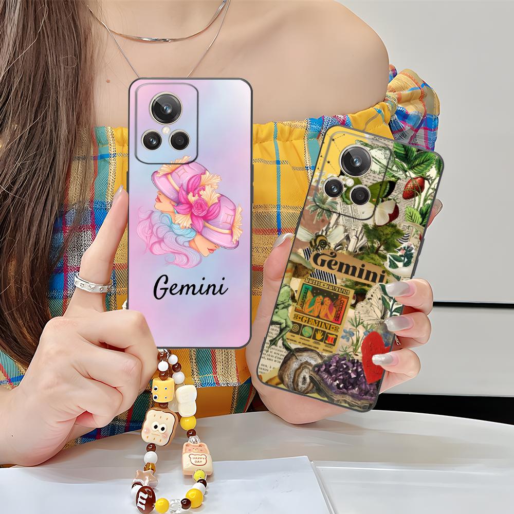 Zodiac Sign Gemini Phone Case for Realme 15 14 13 12 11 10 9 Pro Plus T i Lite 5G Soft TPU Shockproof Cover