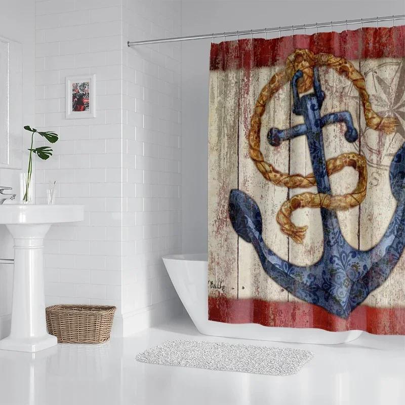 House Hold Waterproof Fabric Household Shower Curtain Accessories Shower Curtain 240 * 200 Home Marine Style Shower Curtain