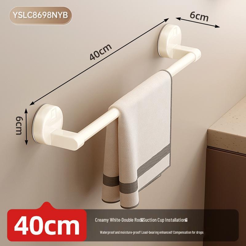 No-Drill Suction Cup Towel Rack: Wall-Mounted Bathroom Organizer with Single/Double Bars.