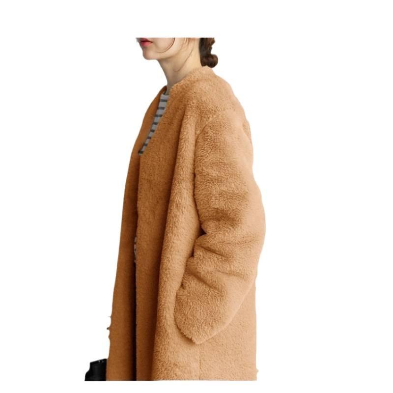 Winter new imitation leather coat women's medium and long imitation Rex rabbit hair jacket, thin imitation mink large size wool sweater