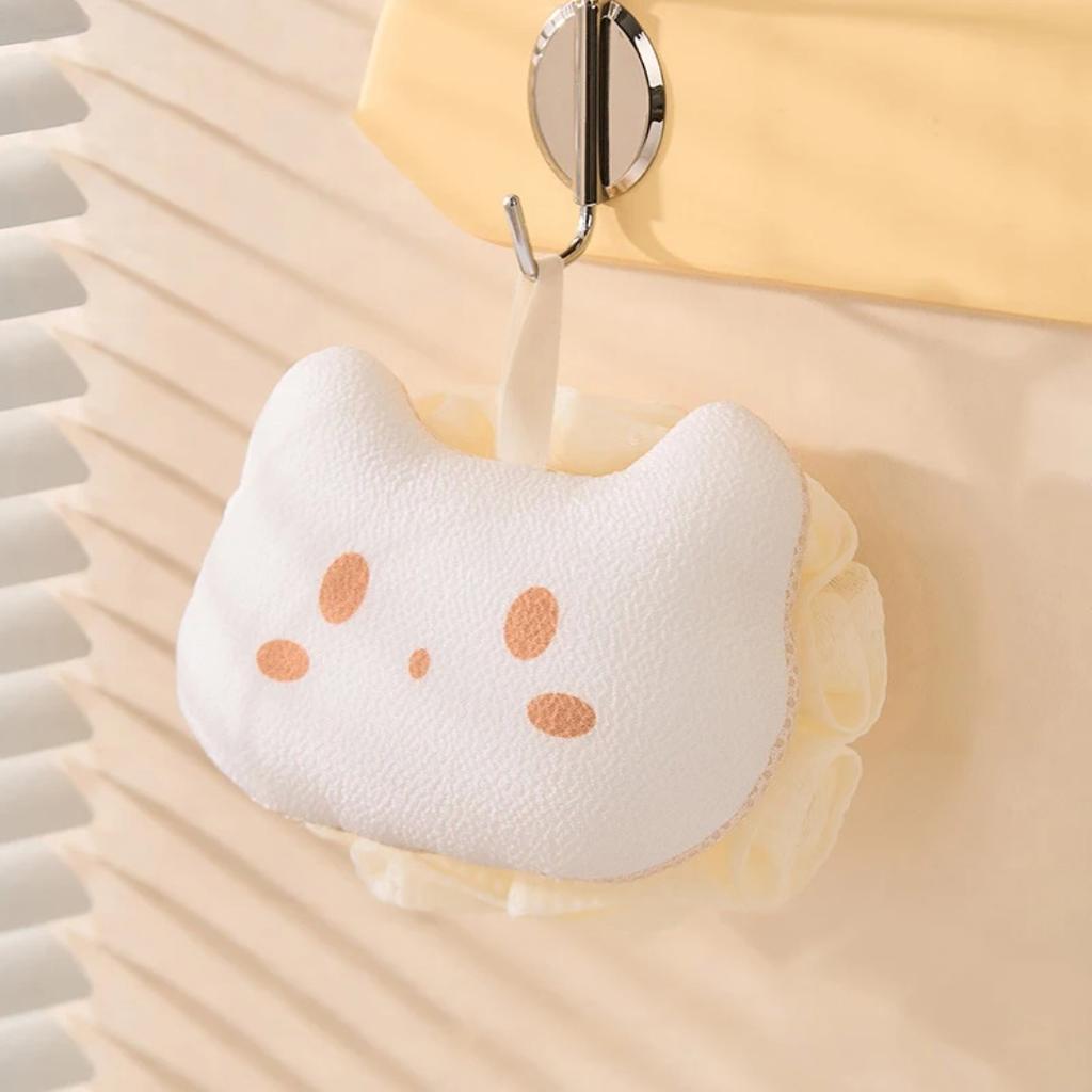 Cat Paw Bath Flower Towel Soft Cartoon Cute Bath Ball Bubble Hanging Rope Bath Ball Back Rubbing Magic Tool Bathroom Supplies