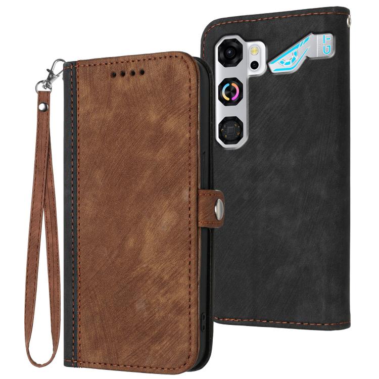 Side Buckle Double Fold Hand Strap Leather Phone Case
