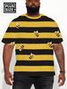 Striped Plus Size Men'S Short Sleeve Bee Print Pattern