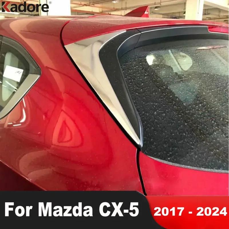 Rear Window Cover Trim For Mazda CX-5 CX5 KF 2017-   2024 Chrome Car Side Wing Spoiler Triangle Frame Accessories