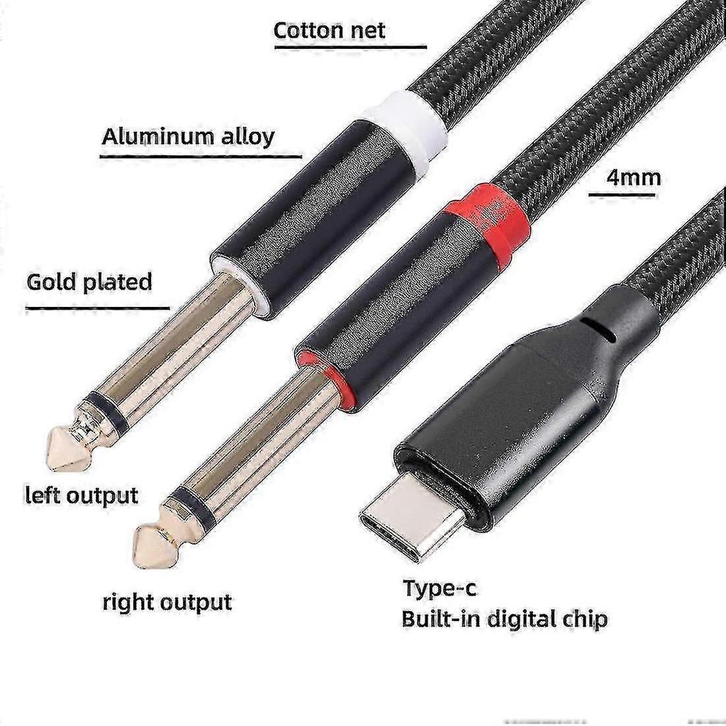 Usb C To Dual 6.35mm Audio Stereo Cable Type C To Dual 6.35mm Audio Cord For Smartphone Multimedia