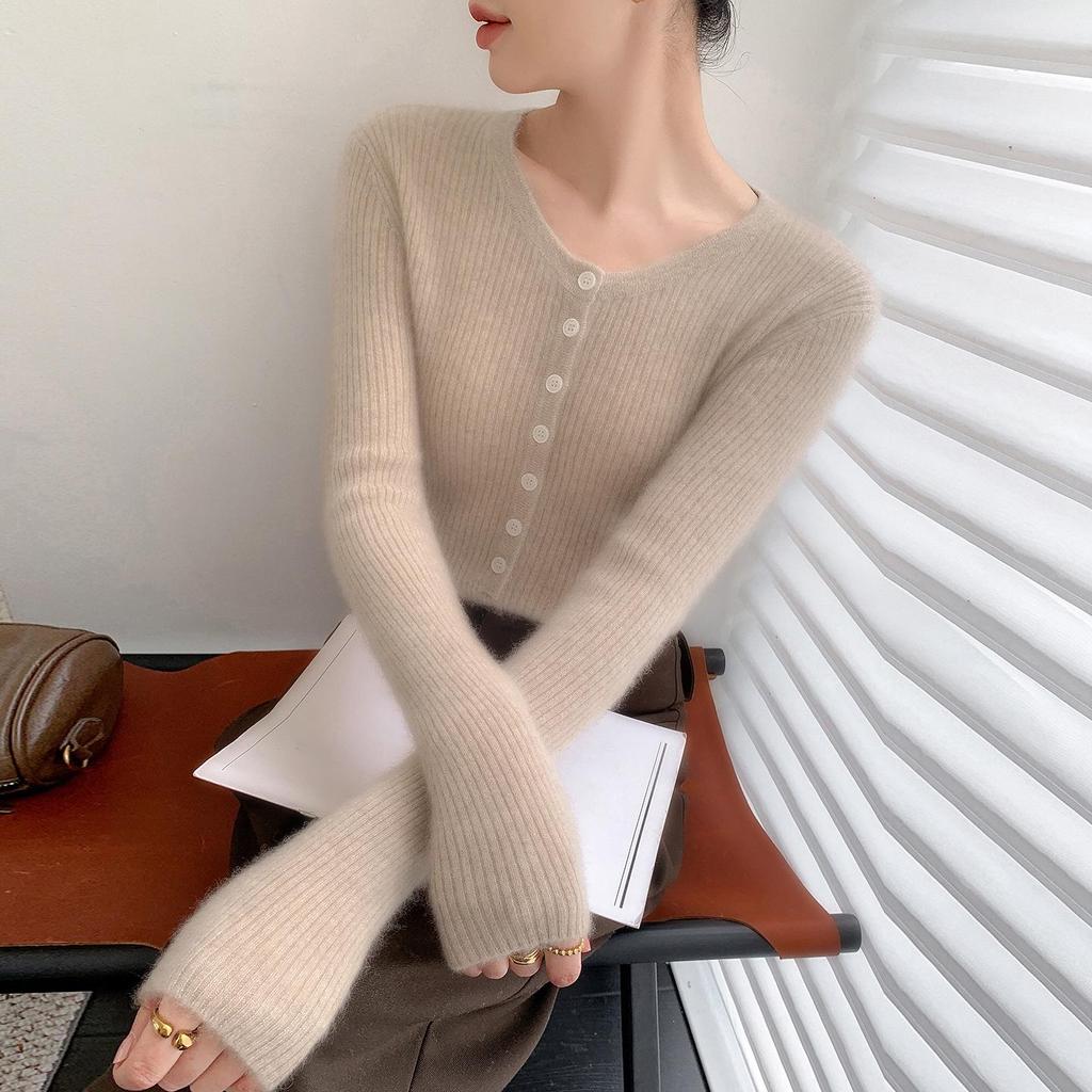 2026 Autumn/Winter Cashmere Knit Slim Fit Round Neck Wool Sweater Pullover