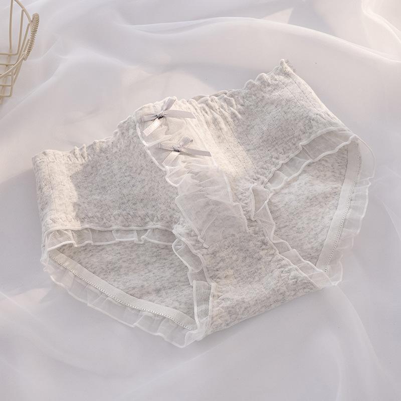 Ladies New Cotton Lovely Sweet Lace 10A Antibacterial Crotch Triangle Briefs