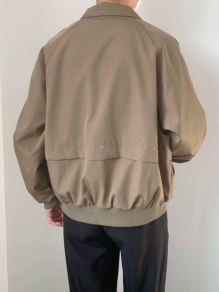 Men's Black Korean Style Loose Lapel Jacket for Spring and Autumn