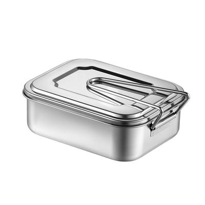 304 Rectangular Stainless Steel Lunch Box Japanese Lunch Box with Handle for Students