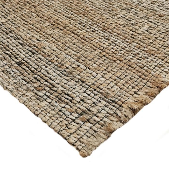 Tapis salon tressé en jute naturel 120x170