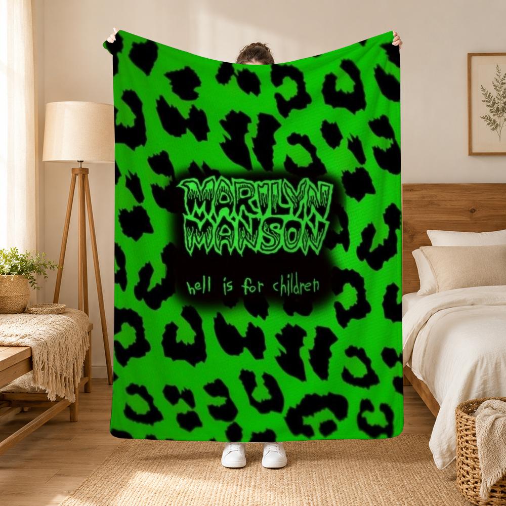 Marilyn Manson Singer Throw 240G Flannel Blanket, Suitable For Sofas, Beds, Offices, Exquisite Gift Blankets