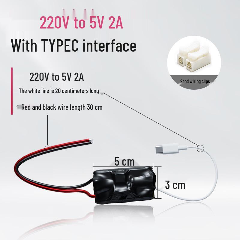 4K Wireless Camera 220V to 5V DC Step-Down Converter, USB Voltage 1A Power Supply