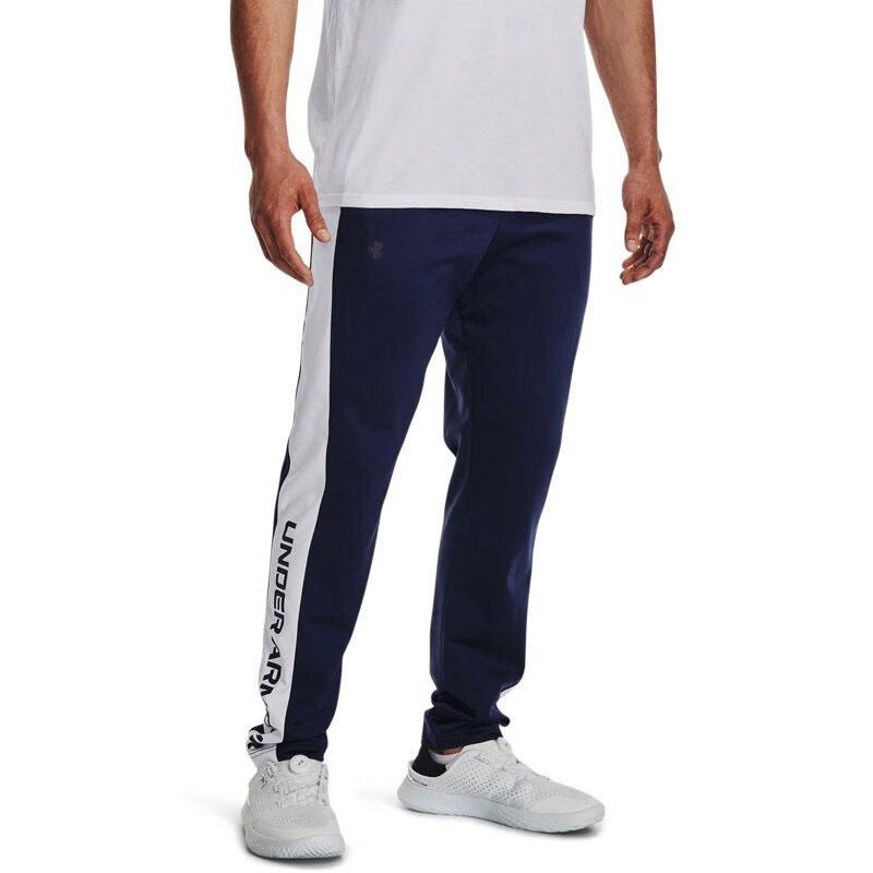 Under Armour Brawler Color Block Letter Print Training Knit Pants Men Bottoms Dark-Blue 1366213-410