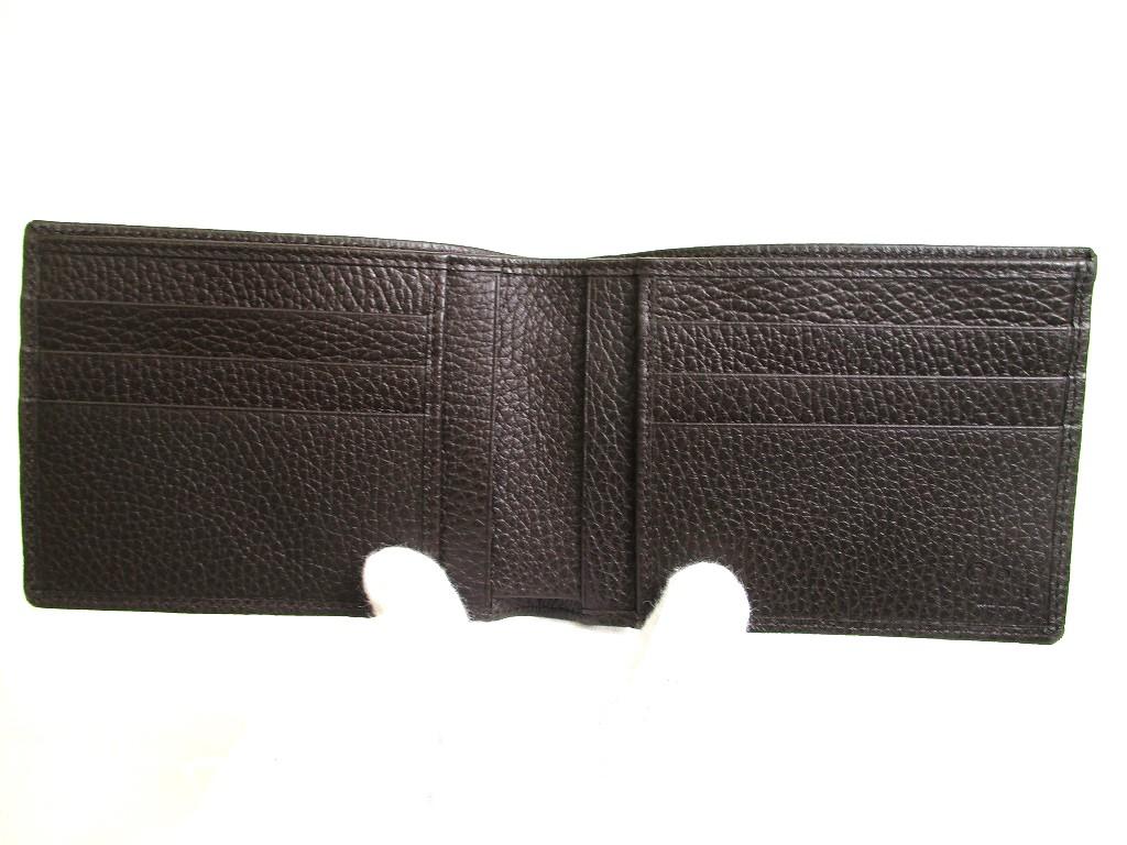 Äkta GUCCI Grön GG-canvas Brun Läder Dubbelvikt Plånbok Kompakt Plånbok #a602 Öppen kartong