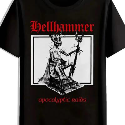 Unisexs Rock Band T Shirt Black Casual Summer Polyester With Hellha Vintage Stretched Homme Slightly Unisex