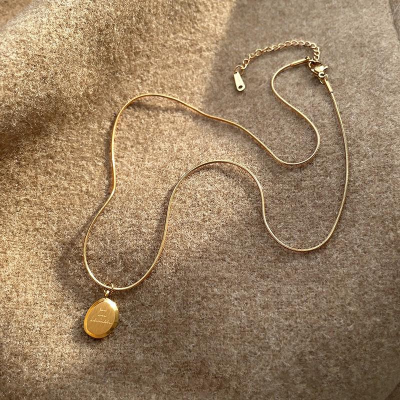 Retro Tiger Eye Stainless Steel Necklace - Light Luxury, Versatile Clavicle Chain Jewelry